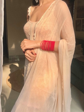 Naaira Beige Bloom Chikankari Gharara Short Kurta Set (Set of 3)